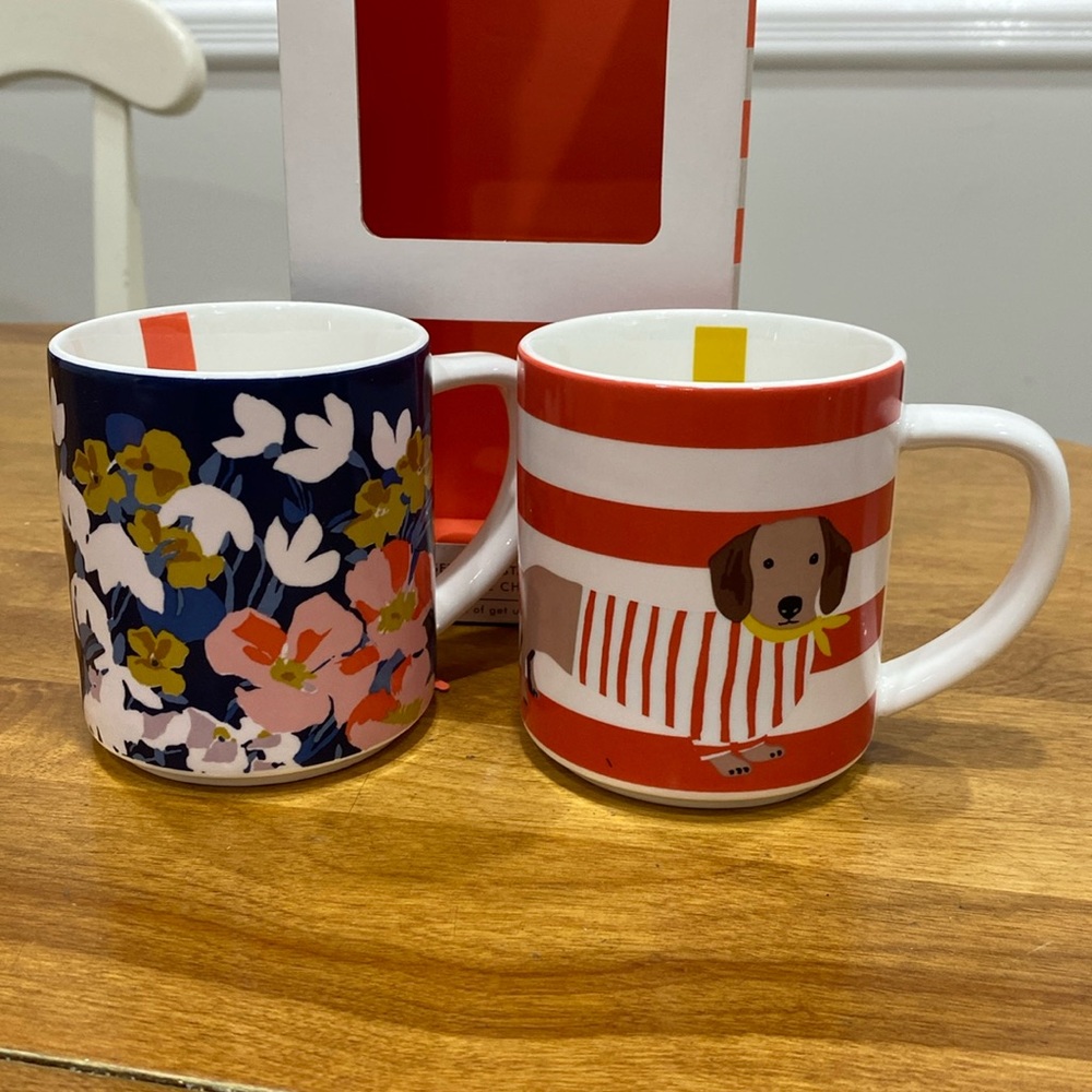 NWT.  Portico Designs, “Joules”, set of 2, stackable, 10oz., bone china mugs.